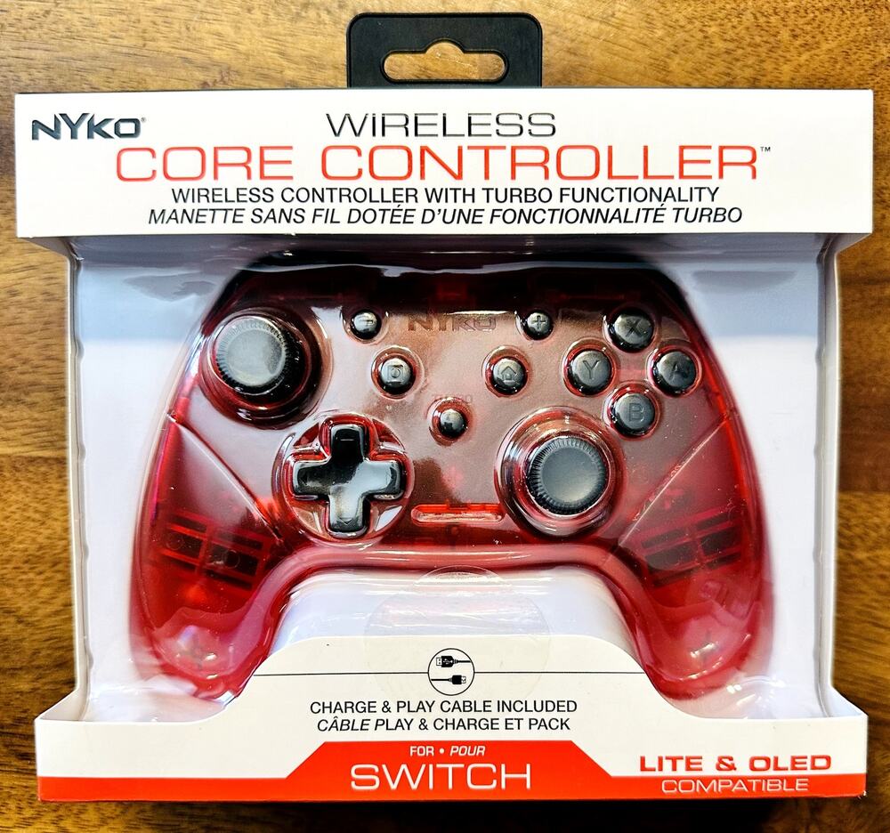 Nyko Wireless Core Controller Nintendo Switch Video Game Red Turbo Functionality